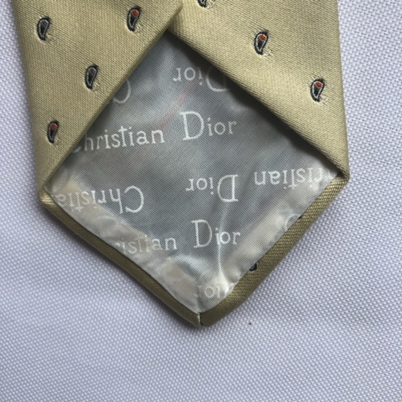 Christian Dior Monsieur tie. Gold patterned - Picture 2 of 6